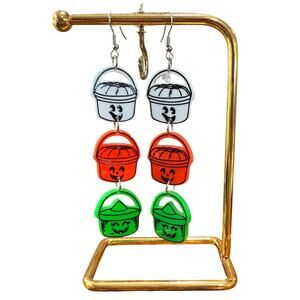 Retro McDonalds Halloween Boo Bucket Earrings. 80s 90s Pumpkin Witch Ghost